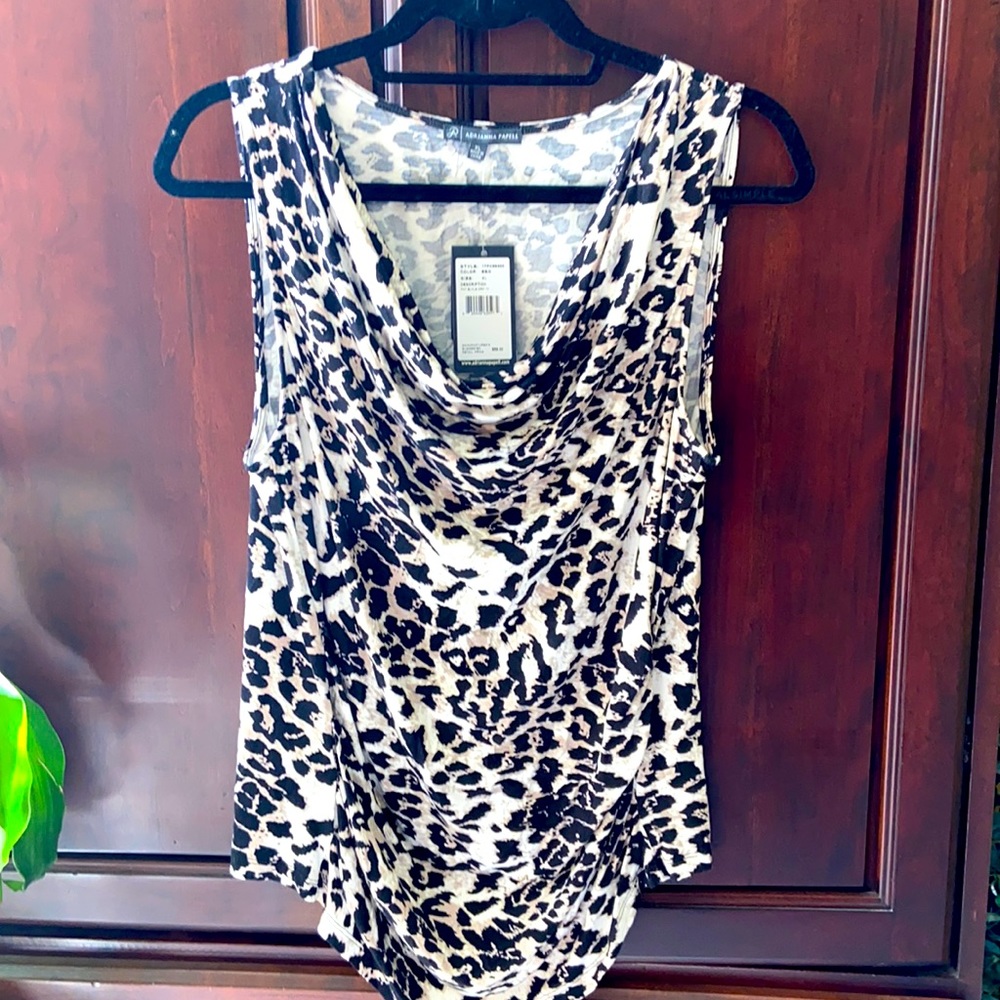 Adrianna Pacella Black White & Taupe Cheetah Print Top
